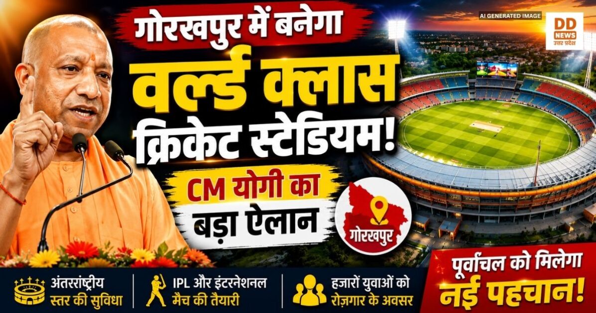 Gorakhpur International Cricket Stadium, CM योगी ने 60 एकड़ स्पोर्ट्स कॉम्प्लेक्स का भी किया ऐलान